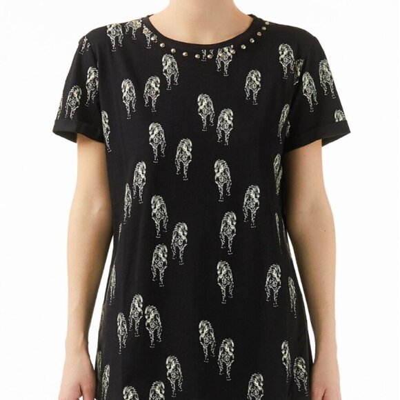Liu Jo Milano Women's Size Medium Black T-Shirt Walking Tigers Novelty Print - Picture 1 of 11